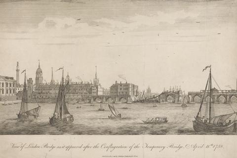 unknown artist View of London Bridge as it appeared after the Conflagration of the Temporary Bridge, April 11th, 1758