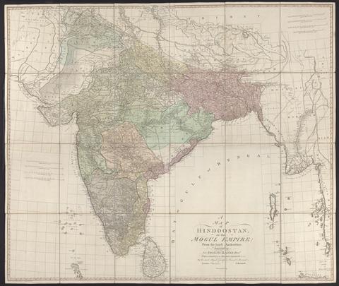 Rennell, James, 1742-1830. A map of Hindoostan or the Mogul Empire :