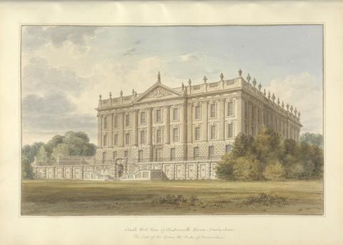 John Buckler FSA South West View of Chatsworth House Derbyshire the Seat of His Grace the Duke of Devonshire