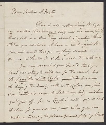 Gainsborough, Thomas, 1727-1788, author. Thomas Gainsborough letter to William Jackson, 1773 January 29.