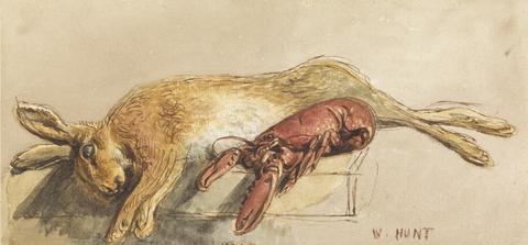 William Henry Hunt A Dead Hare and a Cooked Lobster on a Bench