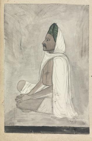 Gangaram Chintaman Tambat Man in a Green Turban Sitting Crosslegged