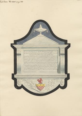 Daniel Lysons Memorial to Inyr Burgess, from East Ham Church