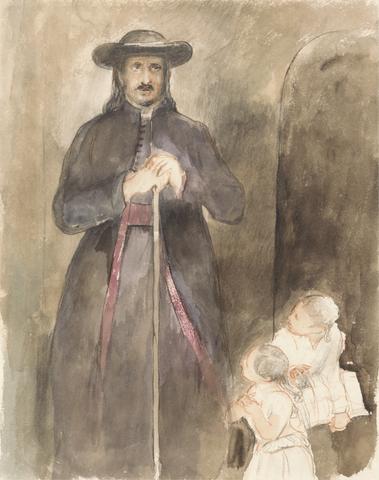 Sir David Wilkie A Priest with Two Children