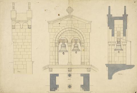 Augustus Welby Northmore Pugin Elevation, Plan and Section of a Bell Tower