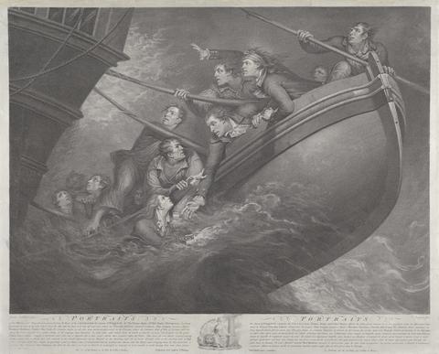 Thomas Gaugain Portraits Painted from Life, Representing Capt. Englefield with Eleven of his Crew Saving Themselves in the Pinnace, from the Wreck of the Centaur, of 74 Guns, Lost Sept. 1782