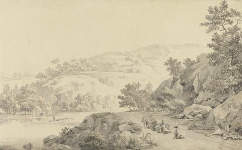 Landscape with Lake and Figures on a Rocky Road