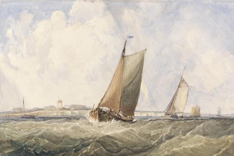 George William Crawford Chambers Fishing Vessels in a Heavy Swell off the Coast