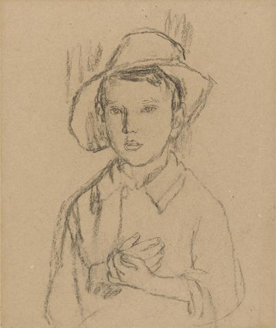 Gwen John Little Boy with Hands Clasped, wearing a Hat, by Lamplight