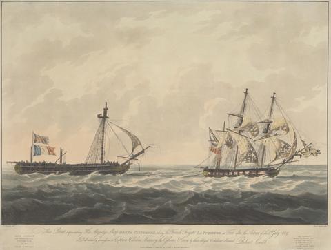 Robert Havell H.M.S. Sloop "Bonne Citoyenne" taking the French Frigate....