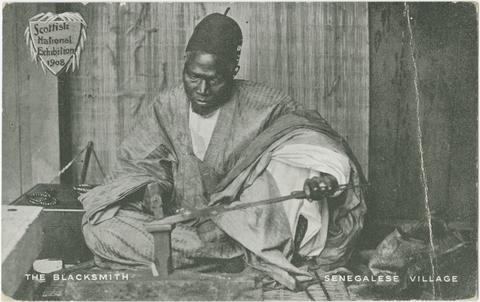 Scottish National Exhibition, 1908 : The blacksmith : Senegalese village.
