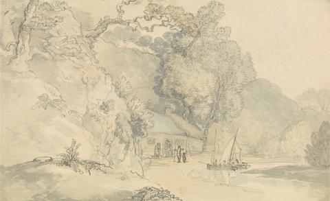 Thomas Rowlandson River Scene with Small Boats