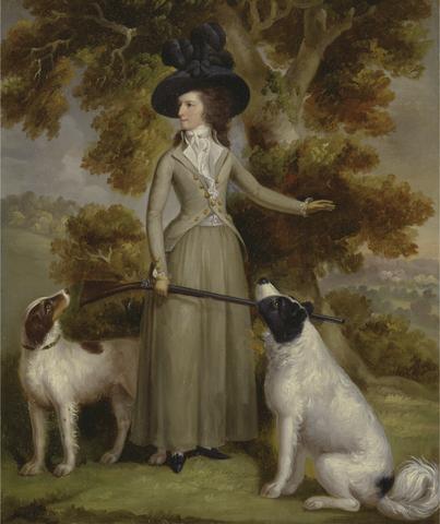 George Haugh The Countess of Effingham with Gun and Shooting Dogs
