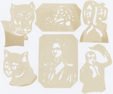  [Six mid-19th century silhouette cut-outs]