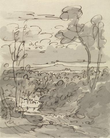 Joseph Farington Trees and Hilly Landscape