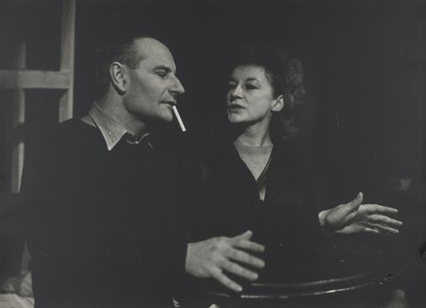 Lewis Morley Zoë Caldwell and Lindsay Anderson, during Rehearsals for 'Trials' by Logue, Royal Court Theatre, London