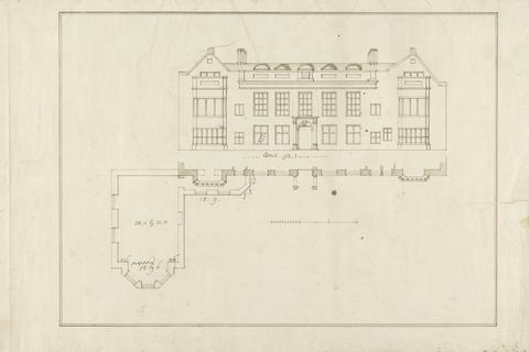 Isaac Johnson Earlham House, Front Elevation and Footprint