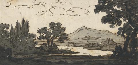 Alexander Cozens Landscape with Mountain and Lake