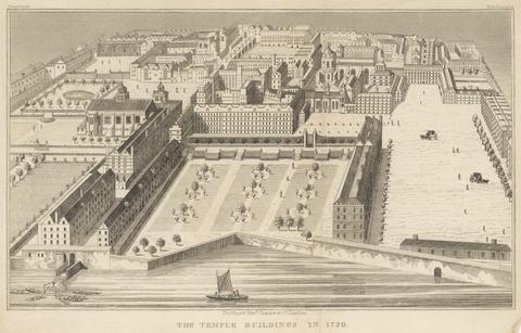 The Temple Buildings in 1720, from Brayley's Londoniana"