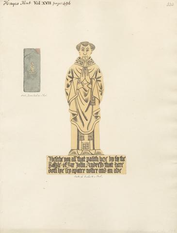 Daniel Lysons Brass plate for Sir John Andrew, from Hayes Church