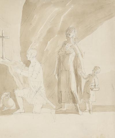 Queen Charlotte A Kneeling Knight with a Female Figure and Child