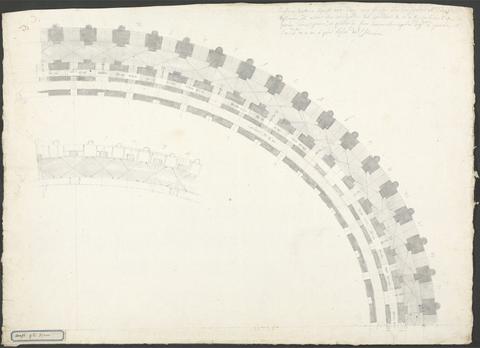 James Bruce Plan of one quarter of the Amphitheatre at El Djem showing outer corridors