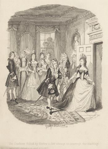 George Cruikshank The Duchess foiled by Harley in her Attempt to Interrupt the Marriage between Masham and Abigail