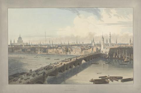 William Daniell Plate III: London, London Bridge (from William Daniell's Six Views of London; Thames side)