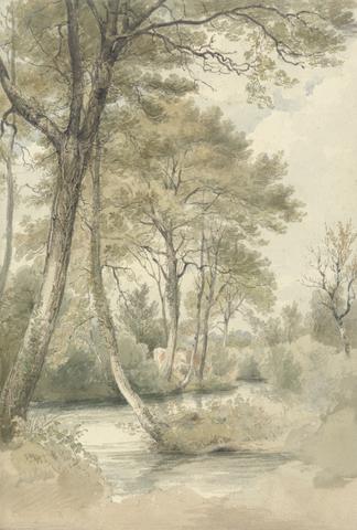 Henry Edridge Stream with Trees and Cattle near Bromley Hill, Kent