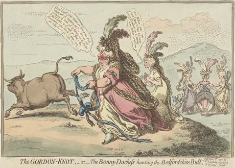 James Gillray The Gordon-Knot, - or - The Bonny - Duchess Hunting the Bedfordshire Bull