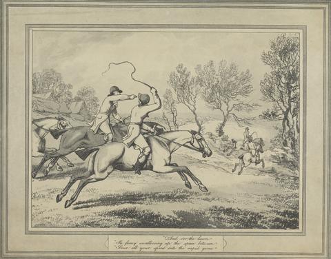 Samuel Howitt Hunting, Shooting, etc. [set of six]: 5. "And o'er the lawn"