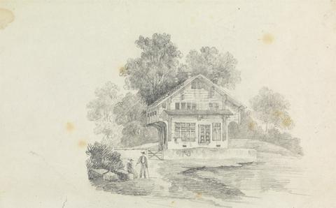 A Chalet with Two Figures in the Front