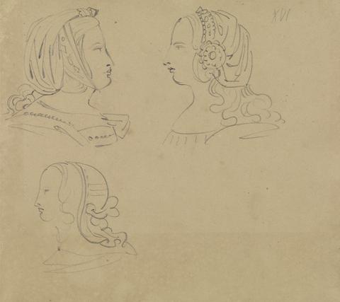 Benjamin Robert Haydon Portrait Studies of Women in Various Headdress