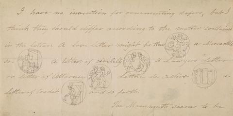 Edward Francis Burney Letter with Designs for Signets (?)