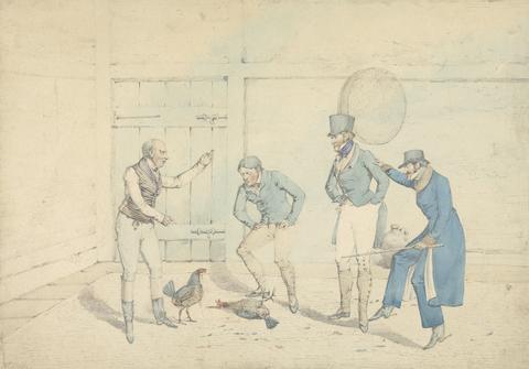 Henry Thomas Alken A Cock-fight Watched by Four Men in an Out-House:The Death, Engraved as Plate 40 in "The National Sports of Great Britain"