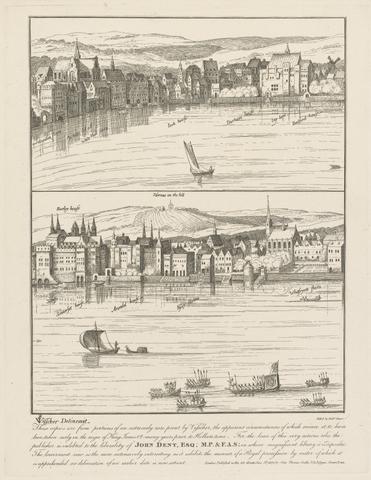 Richard Sawyer Copy of an Early Print by Visscher showing the River Front from the Savoy to Whitefriars' Stairs; and Whitehall to Bedford House