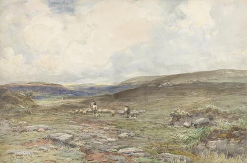 Claude Hayes Moorland with Sheep and Shepherd