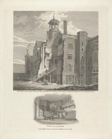 N.W View of the Chapel and Part of the Great Stair-Case Leading to the Hall of Bridewell Hospital, London