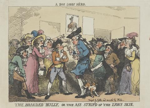 Thomas Rowlandson Box-Lobby Hero, The Branded Bully, or the Ass Stripp'd of the Lion's Skin