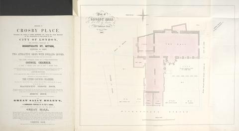 unknown artist Plan and Notice of the Sale of the 80 Year Lease of Crosby Hall 1857