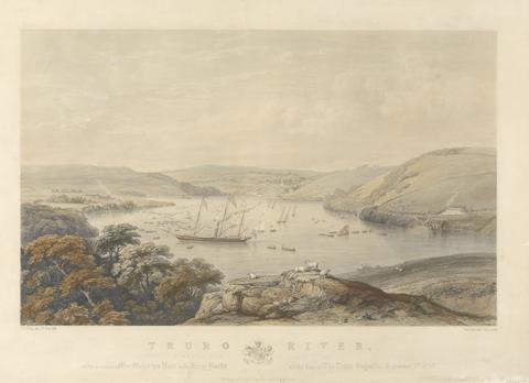 Thomas Picken Truro River from a field near Cliff Cottage on the Occasion of her Majesty's Visit in the Fairy Yacht on the day of the Truro Regatta, September 7th, 1846