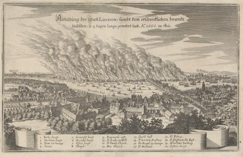 unknown artist Abbildung der Statt London, fambt dem ersschroeflichen brandt dafelften, fo tagen gewehrt hatt a 1666 im 7 toris