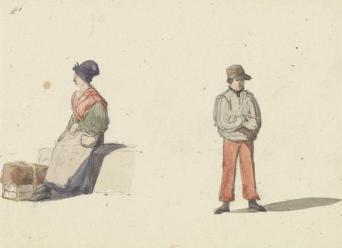 Ambrose Poynter Sketches from Life in Paris: Seated Woman and Standing Man