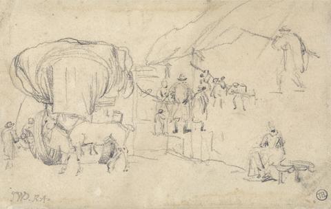 James Ward Sheet of Sketches: Wagon, Horse, Milkmaid and Other Figure Studies