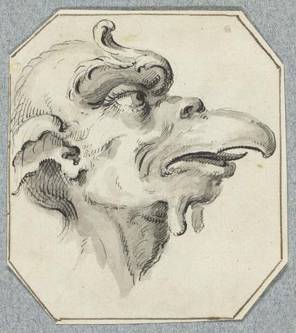 Augustin Heckel A Grotesque with Beak Facing Left