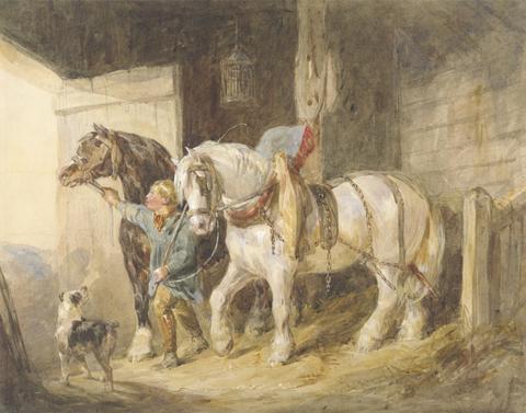 John Frederick Tayler Stable Boy with Cart Horses