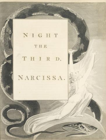 William Blake Plate 24 (page 43): 'NIGHT/ THE/ THIRD,/ NARCISSA'