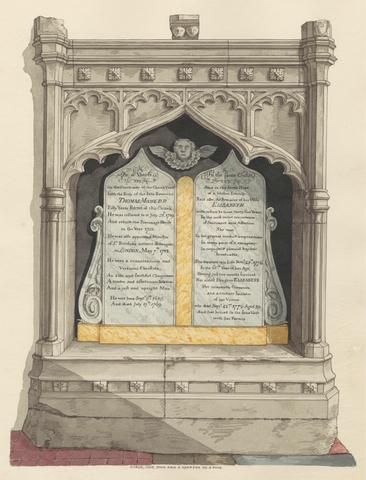 Daniel Lysons Memorial to Thomas and Elizabeth Moore and their daughter Elizabeth, from Chiselhurst Church