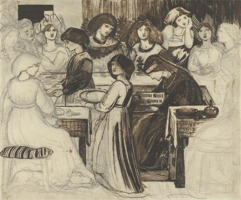 Edward Burne-Jones Study for The Wedding Feast of Sir Degrevaunt