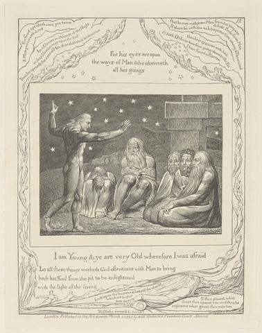 William Blake Book of Job, Plate 12, The Wrath of Elihu